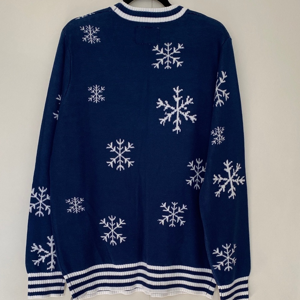 Tipsy Elves Ugly Christmas Sweater Mens Santa Clause Chimney Holidays Blue XL - Picture 4 of 8
